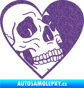 Samolepka Lebka 062 pravá v srdíčku Ultra Metalic fialová