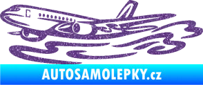 Samolepka Letadlo 026 levá v oblacích Ultra Metalic fialová