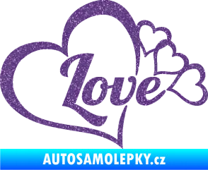 Samolepka Love nápis se srdíčky Ultra Metalic fialová