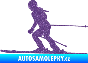 Samolepka Lyžařka 002 levá sjezd Ultra Metalic fialová