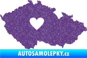 Samolepka Mapa České republiky 002 srdce Ultra Metalic fialová