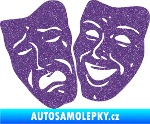 Samolepka Masky tváře 001 levá veselý a smutný Ultra Metalic fialová