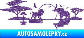 Samolepka Motiv Afrika levá -  zvířata u vody Ultra Metalic fialová