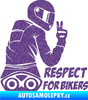 Samolepka Motorkář 003 pravá respect for bikers nápis Ultra Metalic fialová