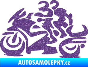 Samolepka Motorkář 009 levá se spolujezdcem Ultra Metalic fialová
