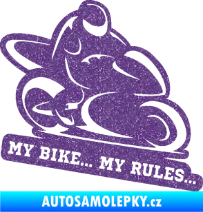 Samolepka Motorkář 012 pravá s textem Ultra Metalic fialová