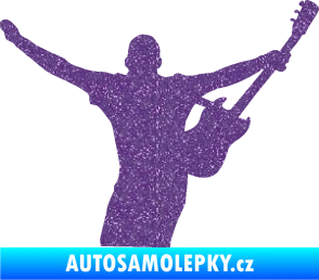 Samolepka Music 024 pravá kytarista rocker Ultra Metalic fialová