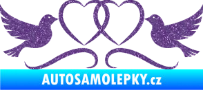 Samolepka Novomanželé 002 holubičky se srdíčky Ultra Metalic fialová