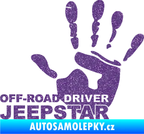 Samolepka Off road driver - Jeep star nápis s rukou Ultra Metalic fialová