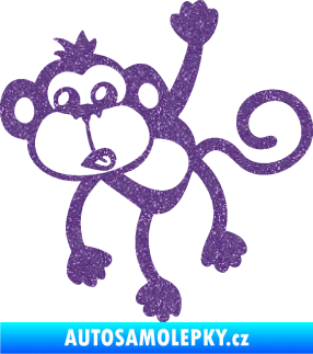 Samolepka Opice 005 levá visí za ruku Ultra Metalic fialová