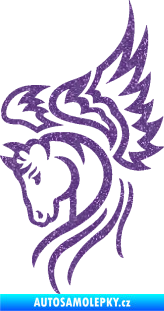 Samolepka Pegas 003 levá okřídlený kůň hlava Ultra Metalic fialová