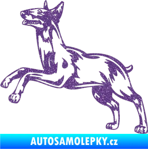 Samolepka Pes 015 levá Bulteriér Ultra Metalic fialová