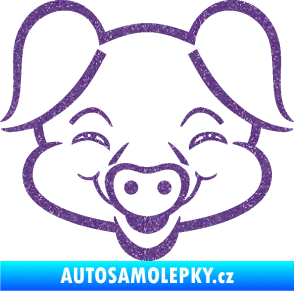 Samolepka Prase 003 veselý čuník Ultra Metalic fialová