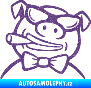 Samolepka Prase 005 levá s doutnikem Ultra Metalic fialová