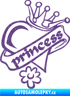 Samolepka Princess nápis v srdíčku Ultra Metalic fialová