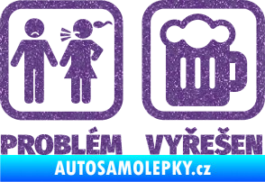 Samolepka Problém? Vyřešen 008 na pivo Ultra Metalic fialová