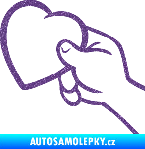 Samolepka Ruka se srdíčkem levá Ultra Metalic fialová