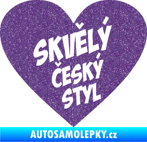Samolepka Skvělý český styl srdce Ultra Metalic fialová