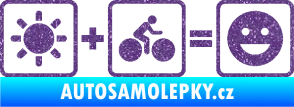 Samolepka Slunce + kolo = veselý smajlík vyjížďka na kole Ultra Metalic fialová