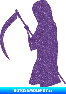 Samolepka Smrtka silueta s kosou levá Ultra Metalic fialová