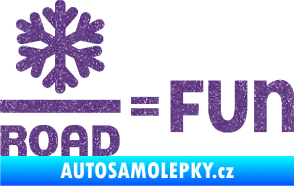 Samolepka Snow road fun nápis s vločkou Ultra Metalic fialová