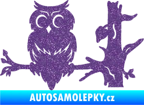 Samolepka Sova 005 levá na větvi Ultra Metalic fialová