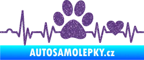 Samolepka Srdeční tep 005 pravá tlapka a srdíčko Ultra Metalic fialová