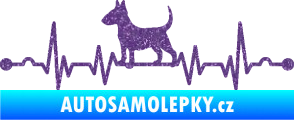 Samolepka Srdeční tep 008 levá pes bulteriér Ultra Metalic fialová