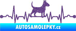 Samolepka Srdeční tep 008 pravá pes bulteriér Ultra Metalic fialová