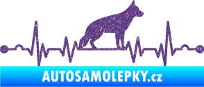 Samolepka Srdeční tep 014 pravá německý ovčák Ultra Metalic fialová