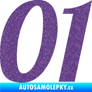 Samolepka Startovní číslo 01 typ 3 Ultra Metalic fialová
