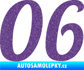 Samolepka Startovní číslo 06 typ 3 Ultra Metalic fialová
