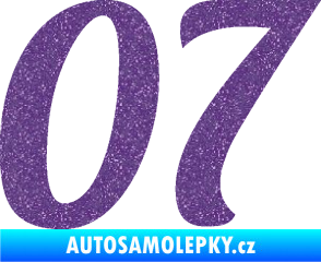 Samolepka Startovní číslo 07 typ 3 Ultra Metalic fialová