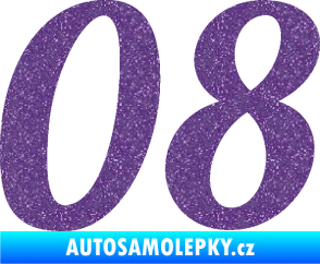 Samolepka Startovní číslo 08 typ 3 Ultra Metalic fialová