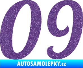Samolepka Startovní číslo 09 typ 3  Ultra Metalic fialová