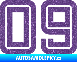 Samolepka Startovní číslo 09 typ 7 Ultra Metalic fialová