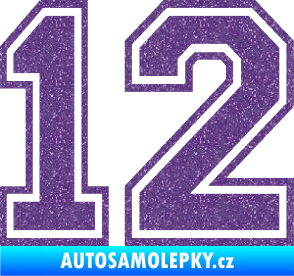 Samolepka Startovní číslo 12 typ 4 Ultra Metalic fialová
