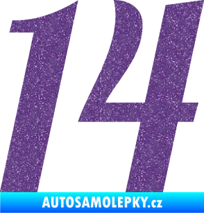 Samolepka Startovní číslo 14 typ 3      Ultra Metalic fialová