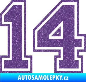 Samolepka Startovní číslo 14 typ 4 Ultra Metalic fialová