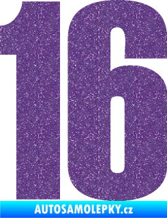 Samolepka Startovní číslo 16 typ 2   Ultra Metalic fialová