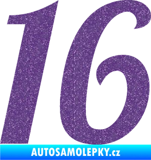 Samolepka Startovní číslo 16 typ 3       Ultra Metalic fialová
