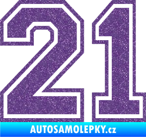 Samolepka Startovní číslo 21 typ 4 Ultra Metalic fialová