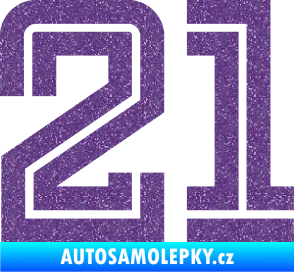 Samolepka Startovní číslo 21 typ 7 Ultra Metalic fialová