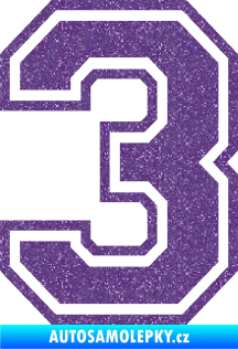 Samolepka Startovní číslo 3 typ 4 Ultra Metalic fialová