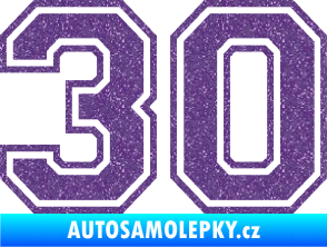 Samolepka Startovní číslo 30 typ 4 Ultra Metalic fialová