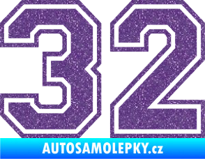 Samolepka Startovní číslo 32 typ 4 Ultra Metalic fialová