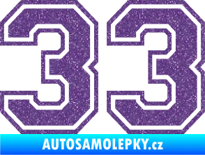 Samolepka Startovní číslo 33 typ 4 Ultra Metalic fialová