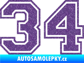 Samolepka Startovní číslo 34 typ 4 Ultra Metalic fialová