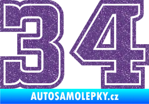 Samolepka Startovní číslo 34 typ 5 Ultra Metalic fialová