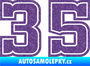 Samolepka Startovní číslo 35 typ 5 Ultra Metalic fialová